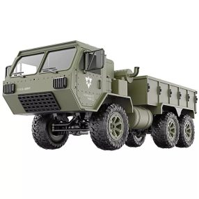   Nagy méretű, realisztikus Fayee U.S. Army P801 HEMTT katonai távirányításos teherautó - 6 kerék meghajtás, LED világítás. - zöld