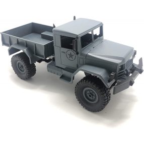   M35-A2 amerikai távirányításos katonai teherautó a JJ/RC-től - terepjáró, 4 kerék hajtás, fém alváz, 34cm hossz, LED fényszórók - szürke
