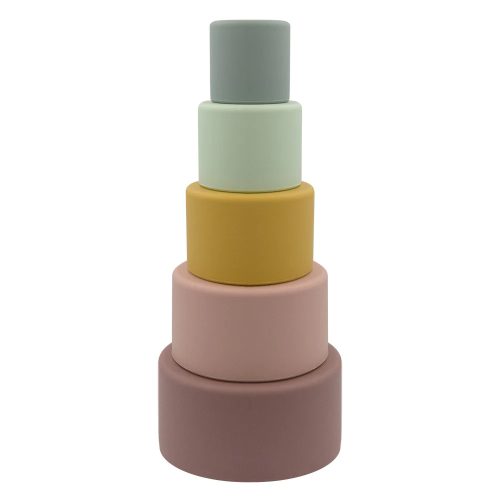 Egymásba rakható, 5 részes színes csészék babáknak - 100%-ban BPA-mentes, 6 hónapos kortól - pasztell színek