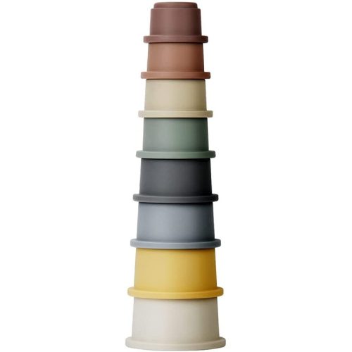 Egymásba illeszthető, 8 részes színes torony babáknak - 100%-ban BPA-mentes, 6 hónapos kortól