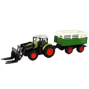   Távirányítós traktor utánfutóval és rengeteg kiegészítővel - 28 cm hossz, 2,4 GHz, 